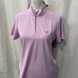 Pebble Beach, FJ (FootJoy) Women's Pink Quarter-Zip Golf Polo, Medium